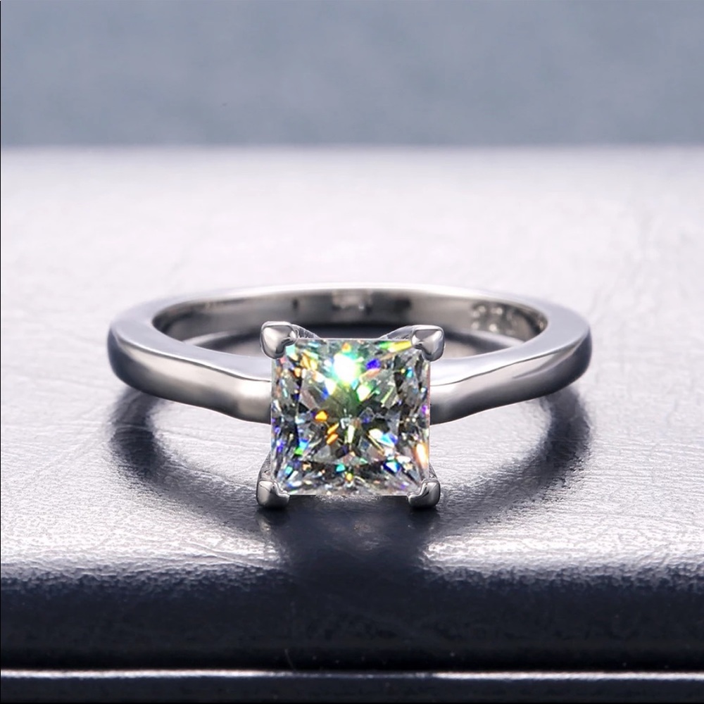 Luxury New Princess 925 Silver Diamond Bridal Ring - Picture 4 of 5